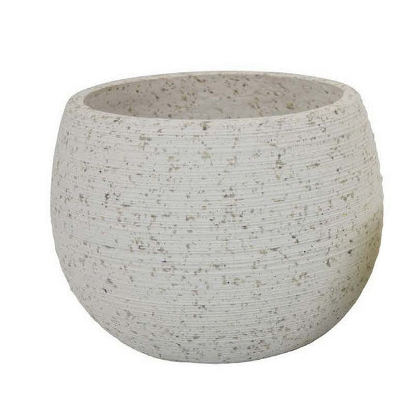 Benzara Line 10 Inch Planter Set Of 2 Round Shaped Resin Body Textured White - BM309740