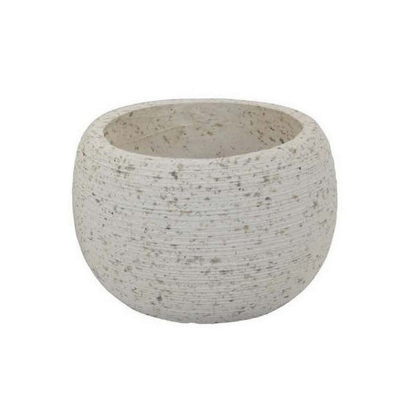 Benzara Line 10 Inch Planter Set Of 2 Round Shaped Resin Body Textured White - BM309740