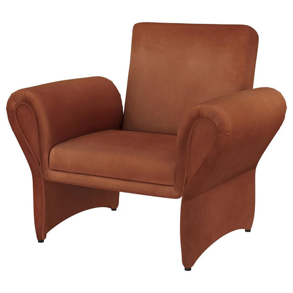 Benzara Lione Accent Armchair Contemporary Rolled Flared Arms Rust Brown -BM329626