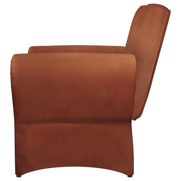 Benzara Lione Accent Armchair Contemporary Rolled Flared Arms Rust Brown -BM329626