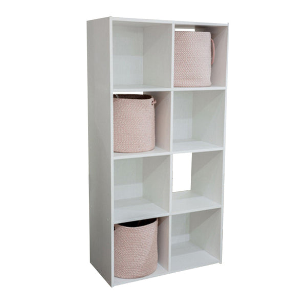 benzara Lizy 47 Inch Tall Bookcase Organizer 8 Cube Style Storage White Finish - BM296521