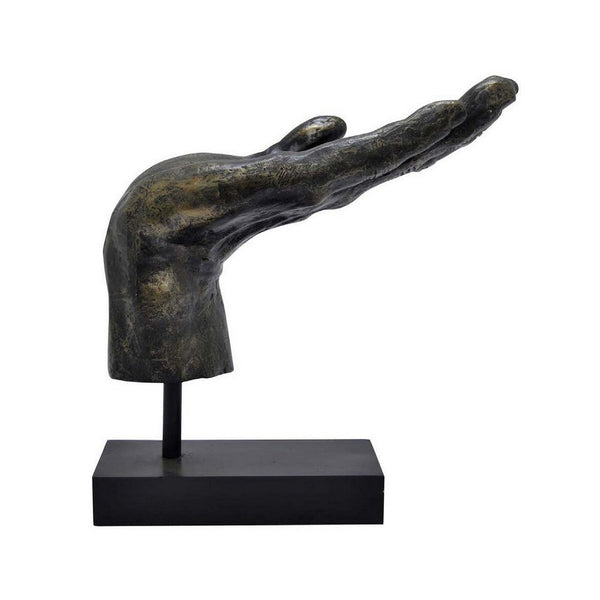 Benzara Lizzy Tabletop Decorative Hand Sculpture Black Bronze Resin 14 Inch -BM330178