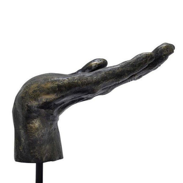 Benzara Lizzy Tabletop Decorative Hand Sculpture Black Bronze Resin 14 Inch -BM330178