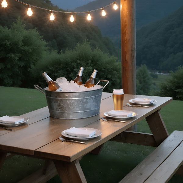 benzara Lola Embossed Design Oval Shape Galvanized Steel Tub with Side Handles Small Silver - BM195212