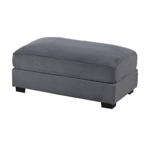 Benzara Lomi Cocktail Ottoman Dark Gray Corduroy Black Legs 45 X 28 Inch -BM332441