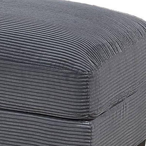 Benzara Lomi Cocktail Ottoman Dark Gray Corduroy Black Legs 45 X 28 Inch -BM332441