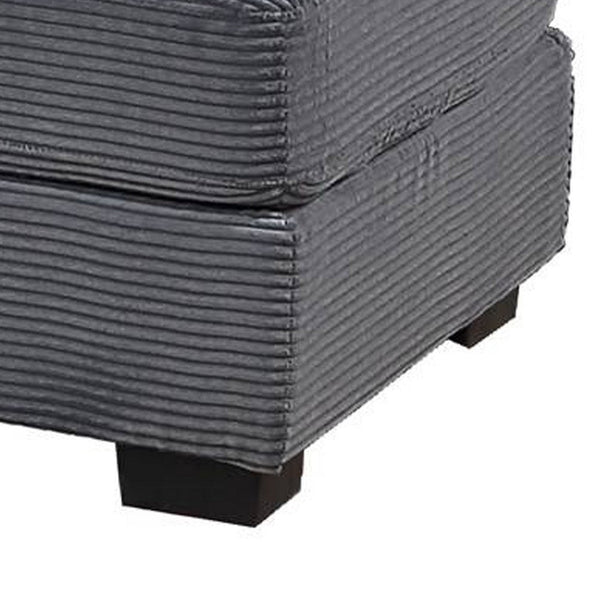 Benzara Lomi Cocktail Ottoman Dark Gray Corduroy Black Legs 45 X 28 Inch -BM332441