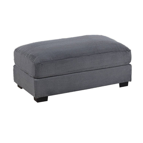 benzara Lomi Cocktail Ottoman Dark Gray Corduroy Black Legs 45 x 28 Inch -BM332441
