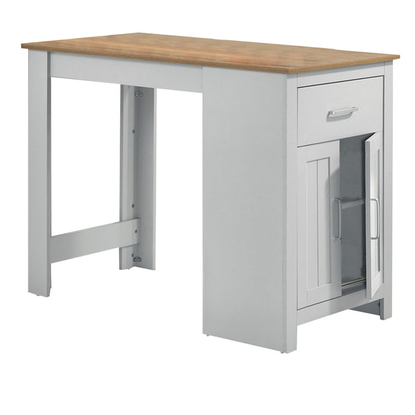 Benzara Lon 47 Inch Counter Height Kitchen Island Dining Table White Brown - BM314903