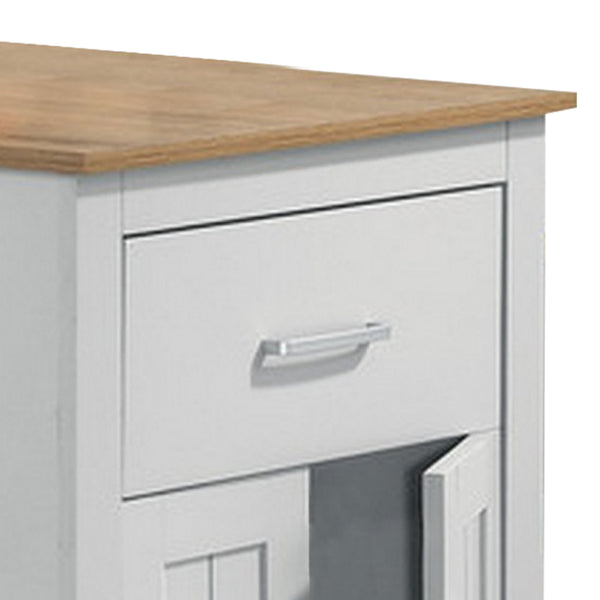 Benzara Lon 47 Inch Counter Height Kitchen Island Dining Table White Brown - BM314903