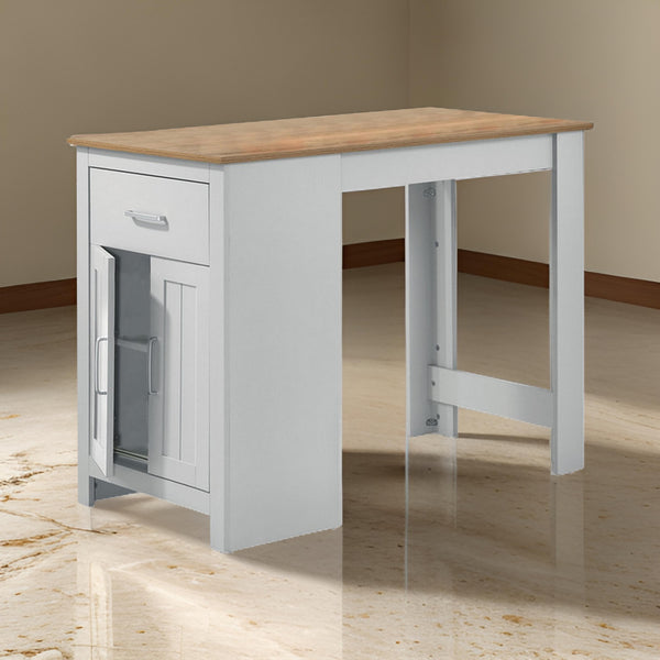 benzara Lon 47 Inch Counter Height Kitchen Island Dining Table White Brown - BM314903