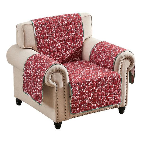 Benzara Lowa Armchair Slipcover Reversible Polyester Green Red Festive Theme -BM332787