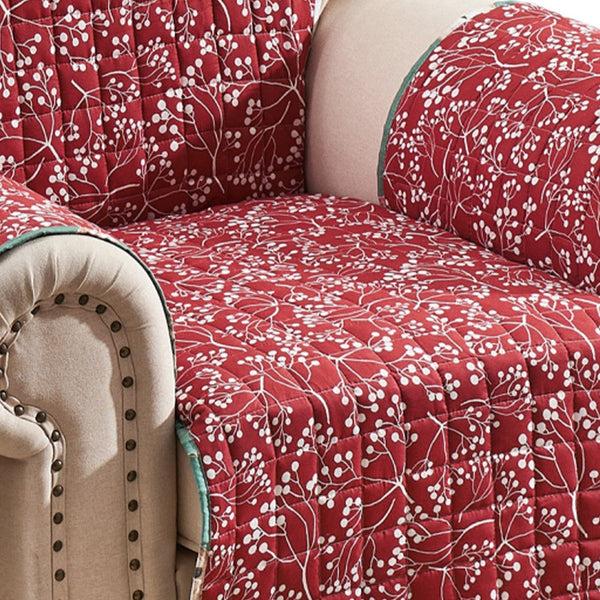 Benzara Lowa Armchair Slipcover Reversible Polyester Green Red Festive Theme -BM332787