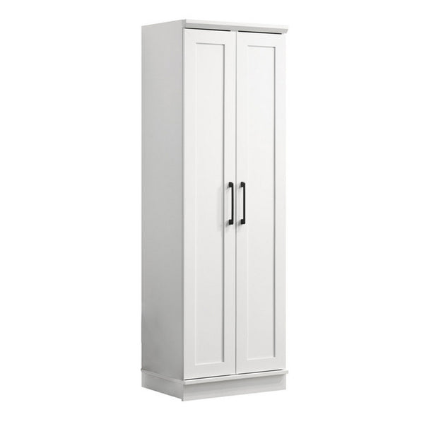 Benzara Lyn 71 Inch Storage Cabinet Wardrobe Framed Panel Doors White Solid Wood - BM314888