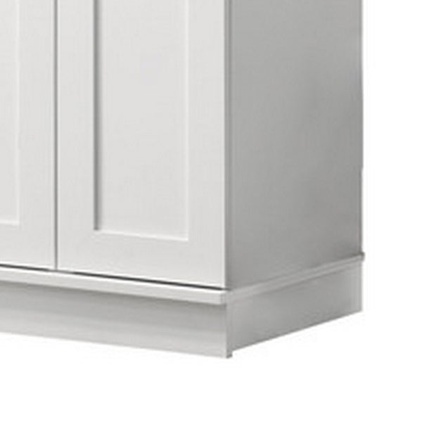 Benzara Lyn 71 Inch Storage Cabinet Wardrobe Framed Panel Doors White Solid Wood - BM314888