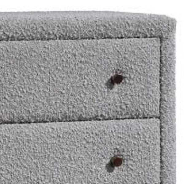 Benzara Lyno 38 Inch Tall Dresser Chest 4 Drawers Gray Boucle Upholstery Brown - BM314318
