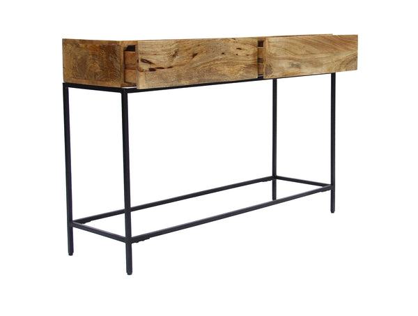 Benzara Mango Wood And Metal Console Table With Two Drawers Brown - UPT-39270