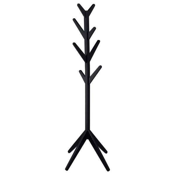 Benzara Margo Coat Rack 8 Hooks And Tree Inspired Design Black Solid Wood -BM329169