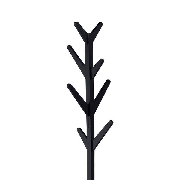 Benzara Margo Coat Rack 8 Hooks And Tree Inspired Design Black Solid Wood -BM329169