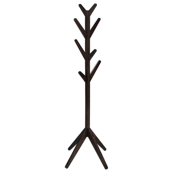 benzara Margo Coat Rack 8 Hooks and Tree Inspired Design Brown Solid wood -BM329170