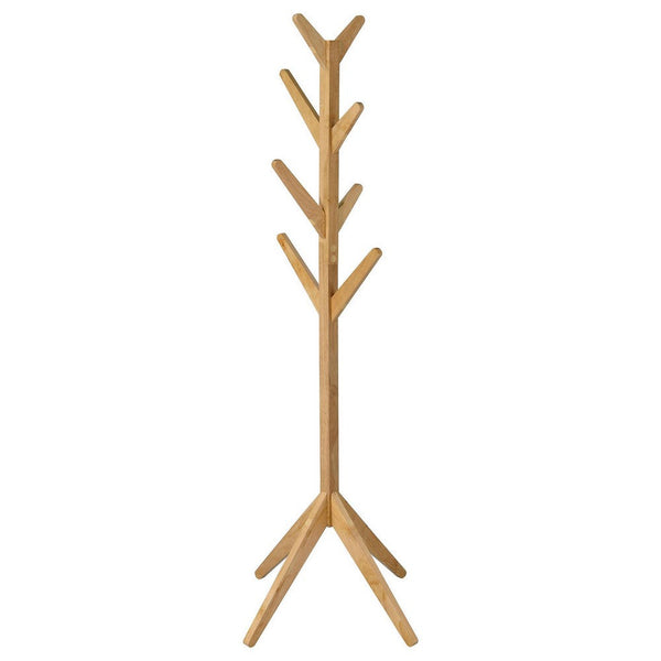 Benzara Margo Coat Rack 8 Hooks Tree Inspired Design Oak Brown Solid Wood -BM329168