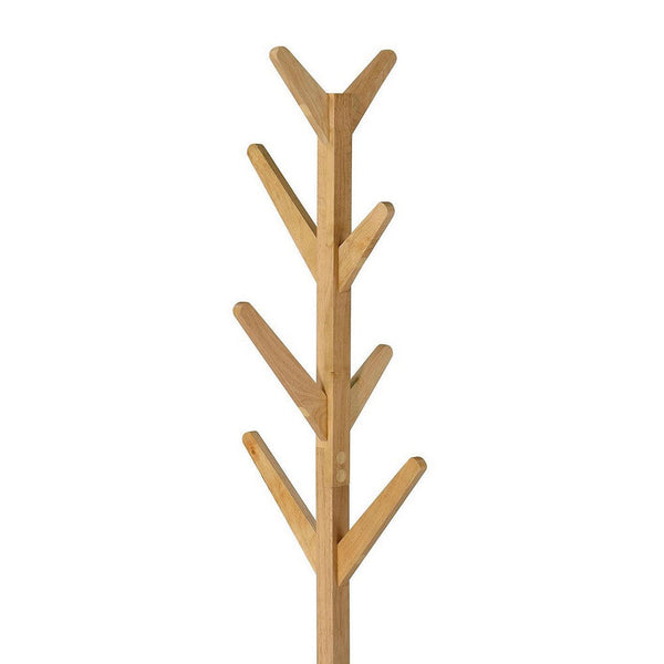Benzara Margo Coat Rack 8 Hooks Tree Inspired Design Oak Brown Solid Wood -BM329168