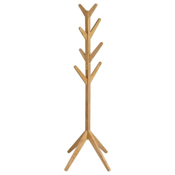 Benzara Margo Coat Rack 8 Hooks Tree Inspired Design Oak Brown Solid Wood -BM329168