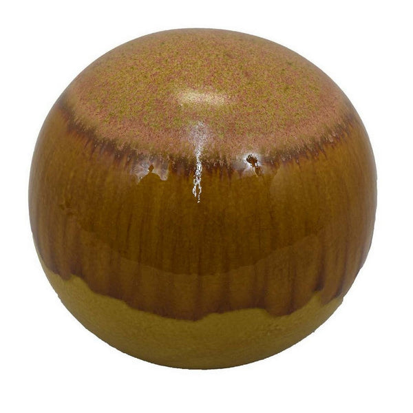 Benzara Mary Tabletop Accent Decor Modern Round Ball 12 Inch Brown Ceramic -BM331037