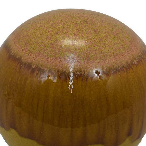 Benzara Mary Tabletop Accent Decor Modern Round Ball 12 Inch Brown Ceramic -BM331037