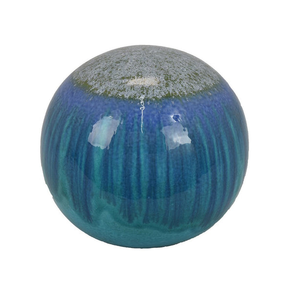 Benzara Mary Tabletop Accent Decor Modern Round Orb 10 Inch Blue Ceramic -BM331028