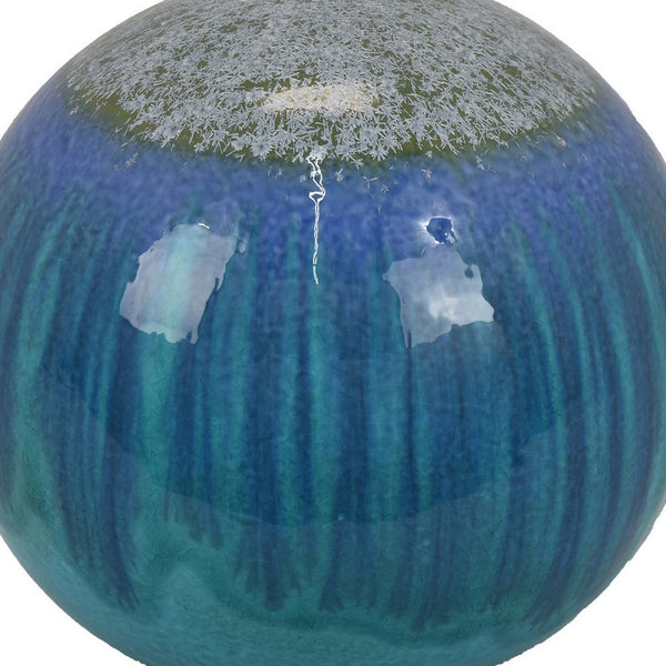 Benzara Mary Tabletop Accent Decor Modern Round Orb 10 Inch Blue Ceramic -BM331028
