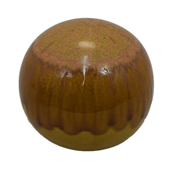 Benzara Mary Tabletop Accent Decor Modern Round Orb 10 Inch Brown Ceramic -BM331036