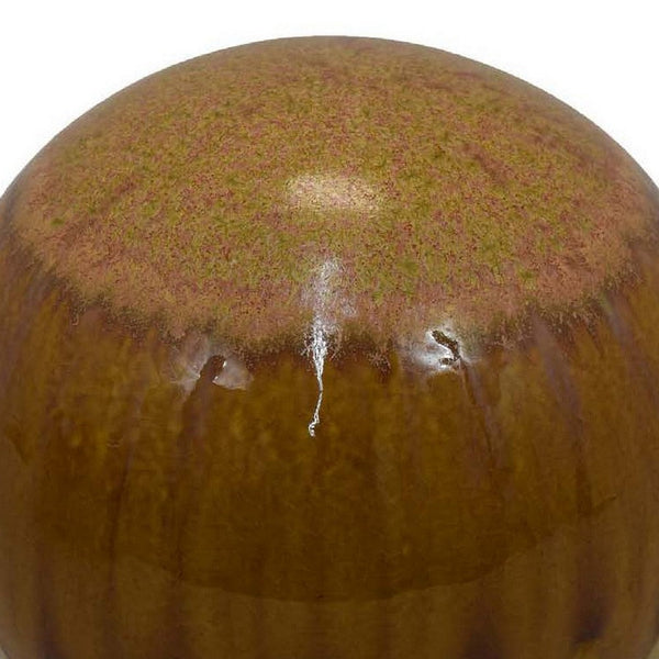 Benzara Mary Tabletop Accent Decor Modern Round Orb 10 Inch Brown Ceramic -BM331036