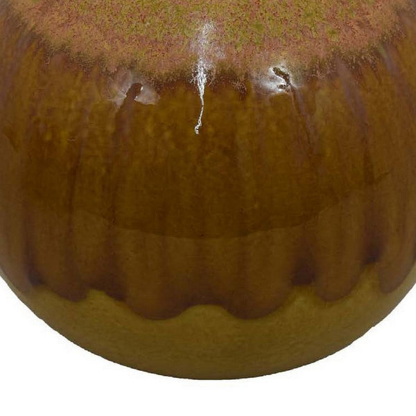 Benzara Mary Tabletop Accent Decor Modern Round Orb 10 Inch Brown Ceramic -BM331036