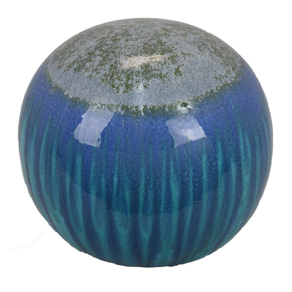 Benzara Mary Tabletop Accent Decor Modern Round Orb 12 Inch Blue Ceramic -BM331029