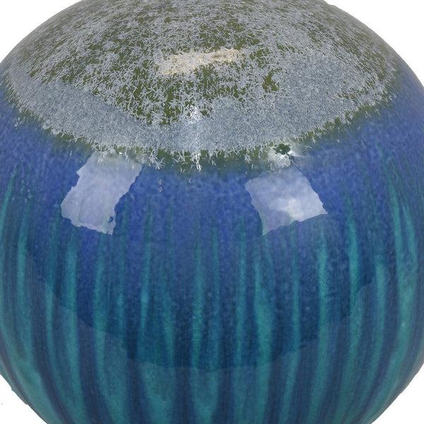 Benzara Mary Tabletop Accent Decor Modern Round Orb 12 Inch Blue Ceramic -BM331029