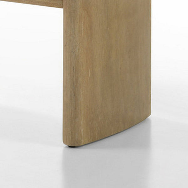 Benzara Meni 51 Inch Wide Dining Bench Panel Legs Oak Brown Solid Wood - BM314843