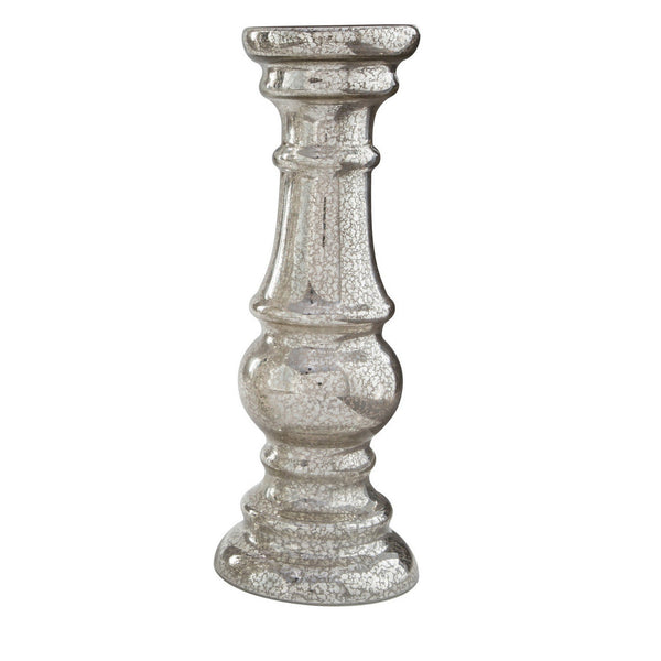Benzara Mercury Glass Candleholder With Pedestal Base Set Of 3 Silver - BM230978