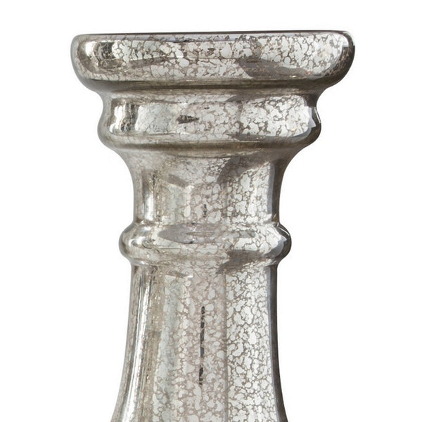 Benzara Mercury Glass Candleholder With Pedestal Base Set Of 3 Silver - BM230978