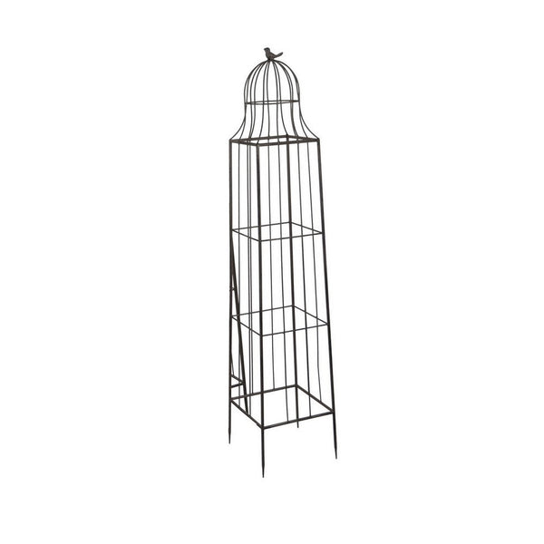 Benzara Meryl Plant Trellis Set Of 2 Garden Tall Cage Design Brown Metal -BM330110