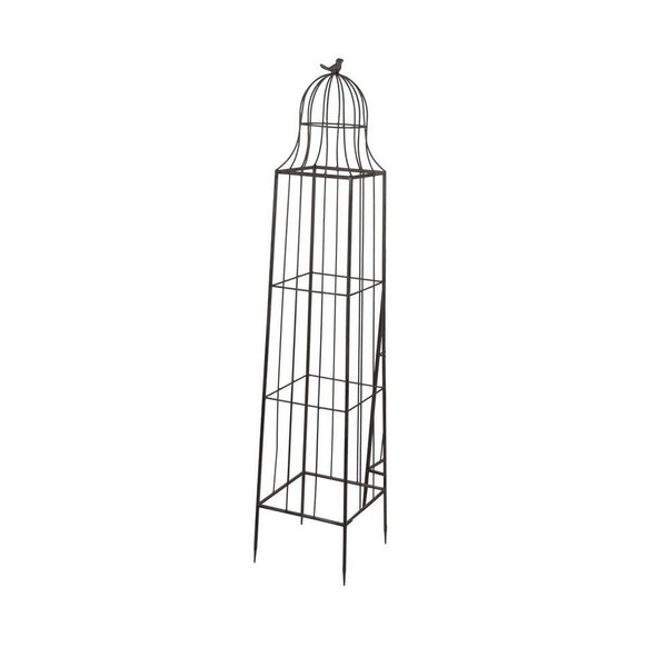Benzara Meryl Plant Trellis Set Of 2 Garden Tall Cage Design Brown Metal -BM330110