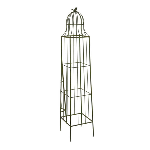 Benzara Meryl Plant Trellis Set Of 2 Garden Tall Cage Design Green Metal -BM330111