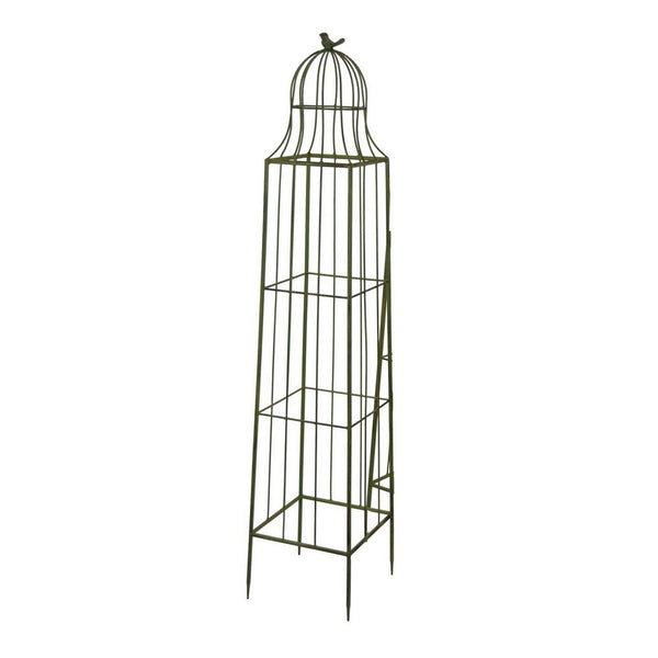 Benzara Meryl Plant Trellis Set Of 2 Garden Tall Cage Design Green Metal -BM330111