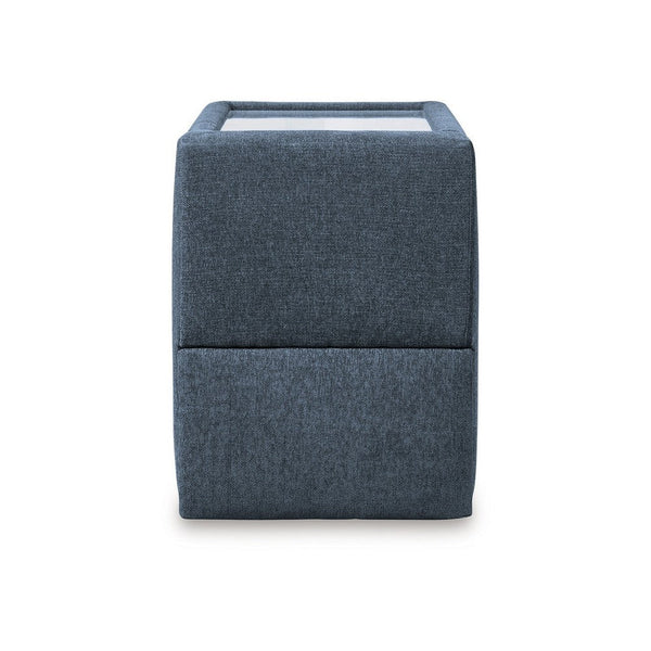 Benzara Meso Modular Console Built In Storage Ink Blue Nuvella 37 Inch -BM332273