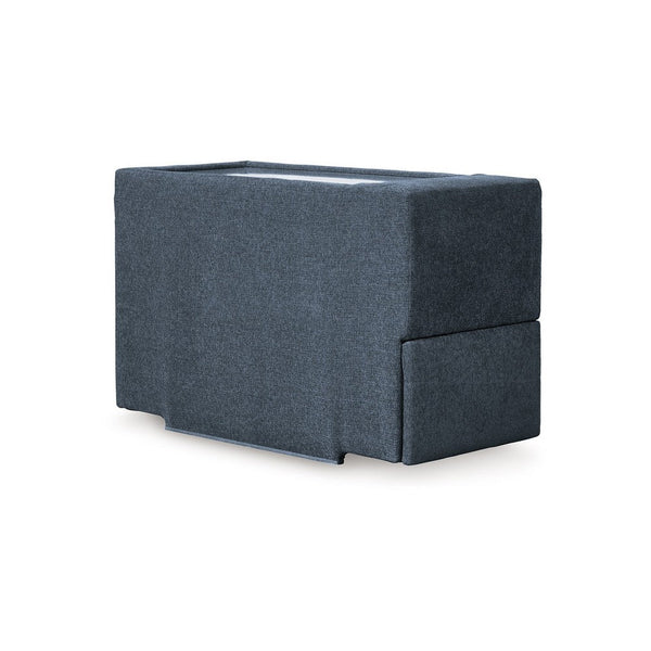 Benzara Meso Modular Console Built In Storage Ink Blue Nuvella 37 Inch -BM332273