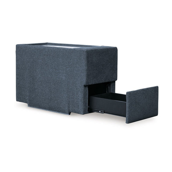 benzara Meso Modular Console Built In Storage Ink Blue Nuvella 37 Inch -BM332273