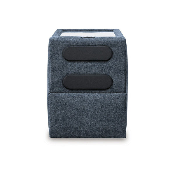 Benzara Meso Modular Console Side Table Audio System Ink Blue Nuvella 37 Inch -BM332272