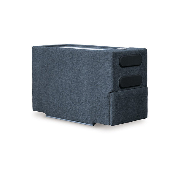 Benzara Meso Modular Console Side Table Audio System Ink Blue Nuvella 37 Inch -BM332272