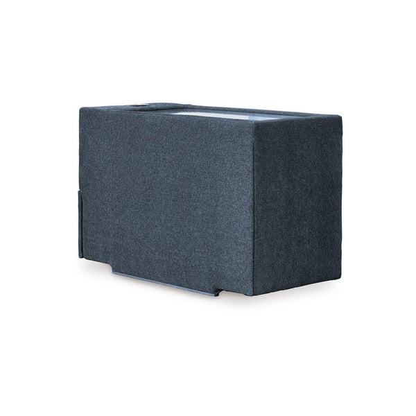 Benzara Meso Modular Console Side Table Audio System Ink Blue Nuvella 37 Inch -BM332272