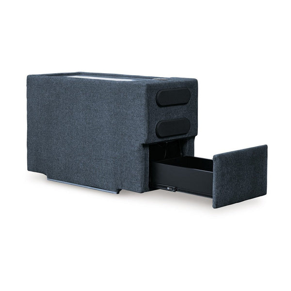 benzara Meso Modular Console Side Table Audio System Ink Blue Nuvella 37 Inch -BM332272